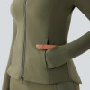 UPF 50 Stand Collar Full Zip Pleated Peplum Yoga Workout Jacket