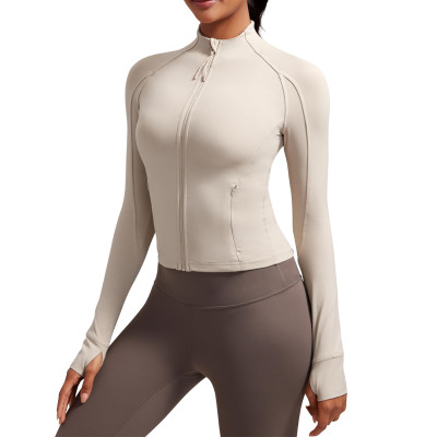 Waist Length Slim Fit Full Zip Hidden Inner Pocket Tennis And Yoga Jacket