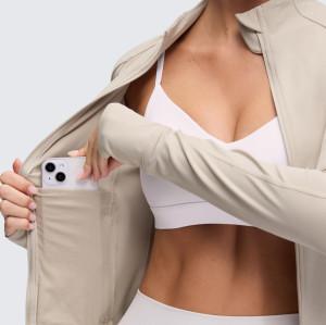 Waist Length Slim Fit Full Zip Hidden Inner Pocket Tennis And Yoga Jacket