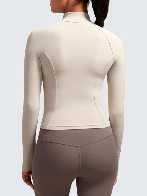 Waist Length Slim Fit Full Zip Hidden Inner Pocket Tennis And Yoga Jacket