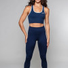 Navy Blue Contrast Binding Longline Racerback Sports Bra