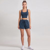 Navy Blue Color Block Two Piece Running Set With Fixed Cups
