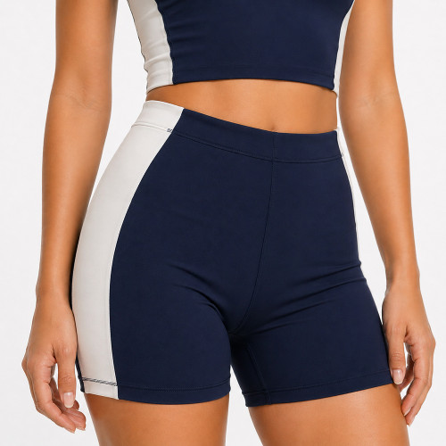 Color Block Biker Shorts Matching Workout Set