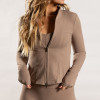 Mocha Brown Slim Fit Two-Way Zip Sports Jacket With Back Pockets