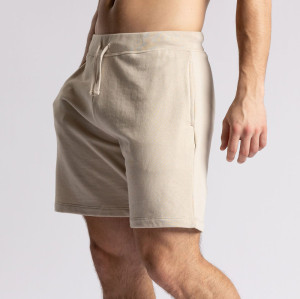 Beige Relaxed Fit French Terry Drawstring Sweatshorts
