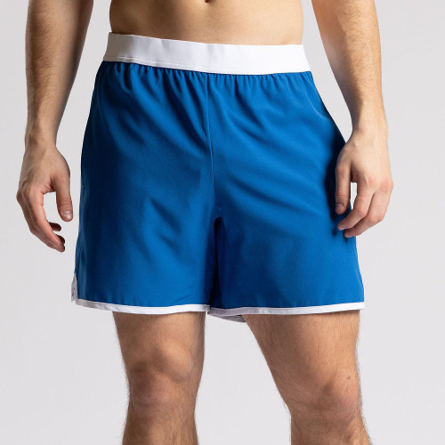 Blue Retro 6-Inch Athletic Shorts With Contrast Binding