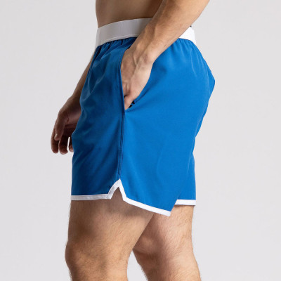 Blue Retro 6-Inch Athletic Shorts With Contrast Binding