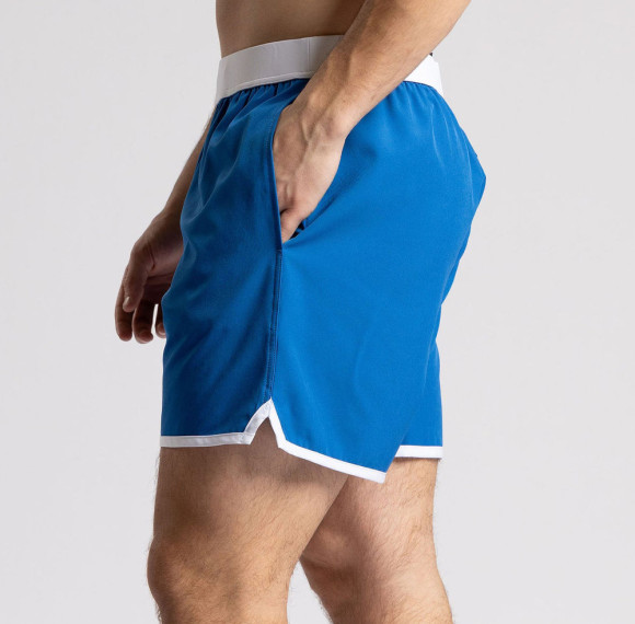 Blue Retro 6-Inch Athletic Shorts With Contrast Binding
