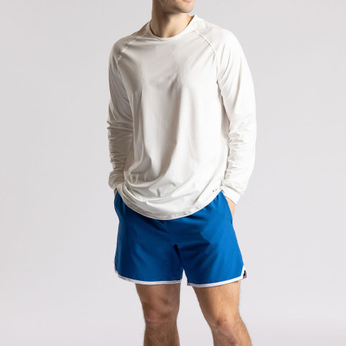 Blue Retro 6-Inch Athletic Shorts With Contrast Binding