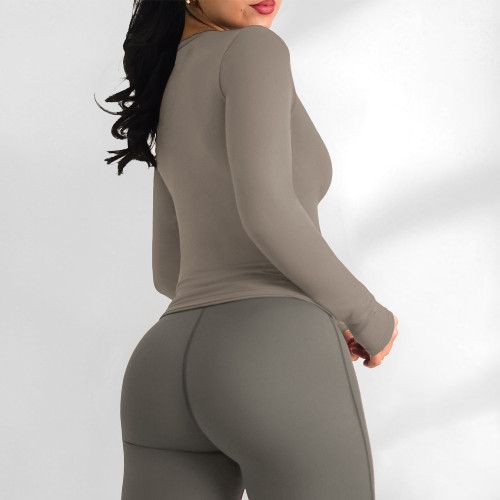Compressive Fit Long Sleeve Yoga Top