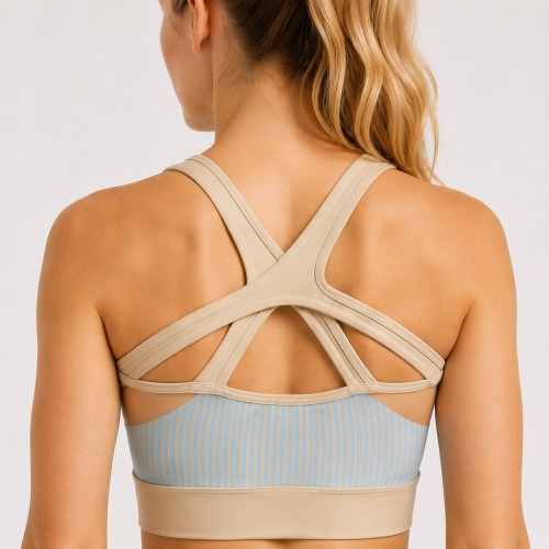 Anti-Chafe Heat-Bonded Molded Cup High Impact Strappy Running Bra