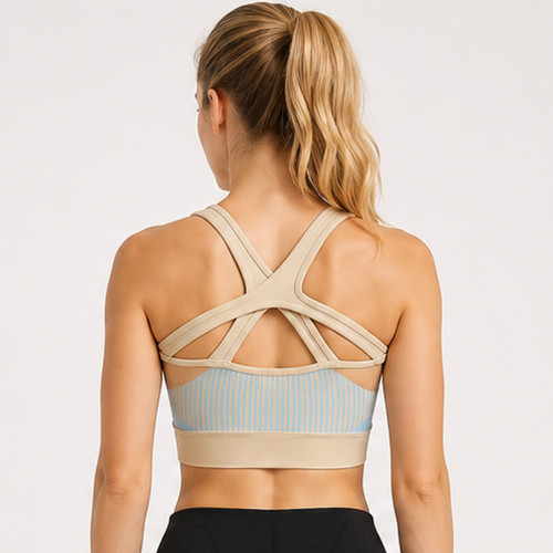 Anti-Chafe Heat-Bonded Molded Cup High Impact Strappy Running Bra