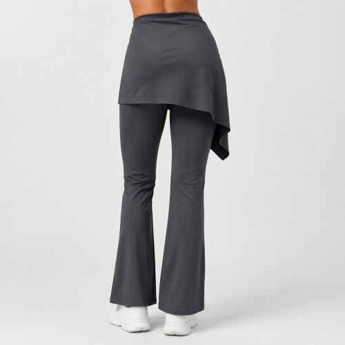 Asymmetrical Snap Overlay Flattering Studio-to-Street Skirted Flare Leggings