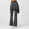 Asymmetrical Snap Overlay Flattering Studio-to-Street Skirted Flare Leggings