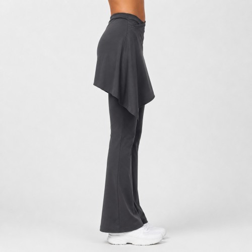 Asymmetrical Snap Overlay Flattering Studio-to-Street Skirted Flare Leggings