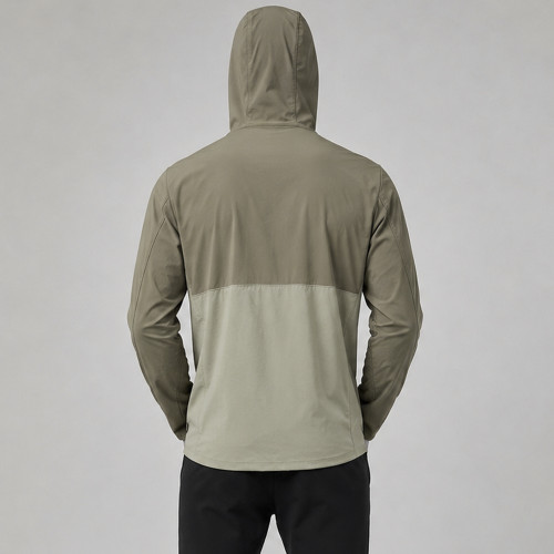 Lightweight High-Stretch Color Block Hooded Mens Running & Gym Jacket