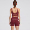 Contrast Piping Cutout Back Sports Bra & Pocket Biker Shorts Workout Set