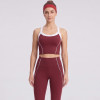 Contrast Piping Racerback Sports Bra & Cropped Leggings Activewear Matching Set
