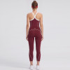 Contrast Piping Racerback Sports Bra & Cropped Leggings Activewear Matching Set