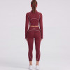 Contrast Piping Mock Neck Half Zip Long Sleeve Activewear Matching Set