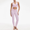 Ruched Halter V-Neck Sports Bra & V-Waist Leggings Light Impact Activewear Set