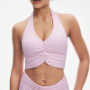 Ruched Halter V-Neck Sports Bra & V-Waist Leggings Light Impact Activewear Set