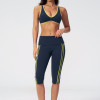 Fold Over Waist Side Stripe Cropped Leggings & U-Back Sports Bra Workout Set