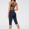 Fold Over Waist Side Stripe Cropped Leggings & U-Back Sports Bra Workout Set