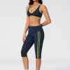 Fold Over Waist Side Stripe Cropped Leggings & U-Back Sports Bra Workout Set