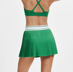 Color Block Waistband Crisp Pleated Activewear Skort with Anti-Exposure Pocket Shorts