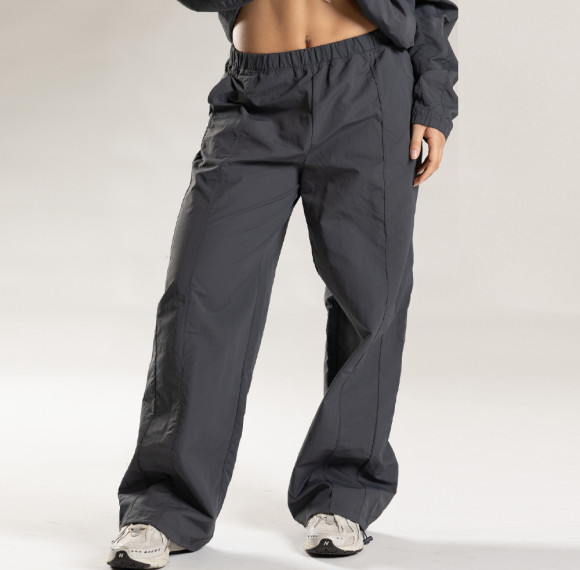 100% Nylon Adjustable Bungee Hem Oversized Parachute Track Pants