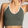 75/25 Nylon Color Block V-Neck Adjustable Halter Workout Crop Top