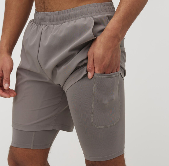 90/10 Polyester Spandex 2-In-1 Lined Mens Running Shorts