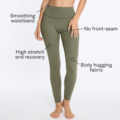 75/25 Nylon Brushed No Front Seam High Waisted Workout Leggings