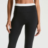 Double Layer Color Block Waistband Ribbed Workout Leggings