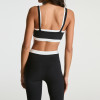 Double Strap Color Block Layered Waistband Ribbed 2 Piece Workout Yoga Set