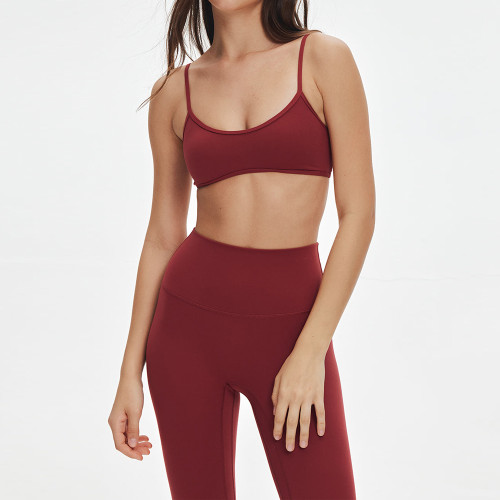 Thin Strap Micro Bra and No Front Seam Leggings Workout Yoga Set
