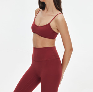 Thin Strap Micro Bra and No Front Seam Leggings Workout Yoga Set