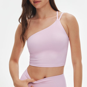 Asymmetrical Double Strap One Shoulder Top and V Back Leggings Yoga Set