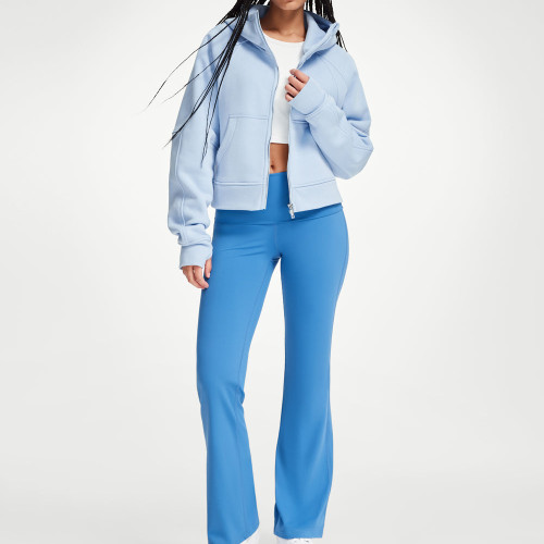 Oversized Fleece Lined Zip Up Gym Hoodie With Thumbholes