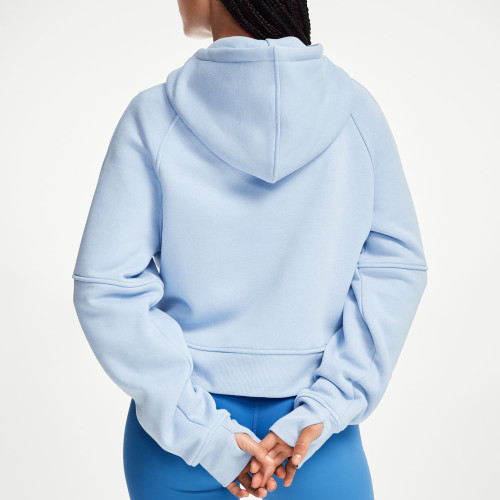 Oversized Fleece Lined Zip Up Gym Hoodie With Thumbholes