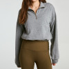 Drop Shoulder Quarter Zip Cropped Pullover Sweatshirt