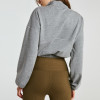 Drop Shoulder Quarter Zip Cropped Pullover Sweatshirt