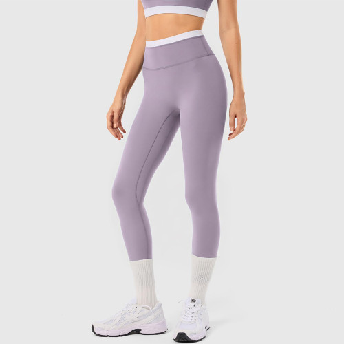 Color Block Double Layer Sports Bra and No Front Seam Yoga Leggings Workout Set