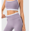 Color Block Double Layer Sports Bra and No Front Seam Yoga Leggings Workout Set