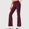 Fold Over Side Stripe Flared Yoga Pants With No Front Seam