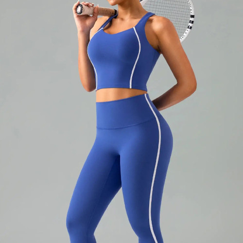 High Waisted Side Stripe Workout Leggings With No Front Seam