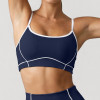 Color Block Longline Sports Bra With Spaghetti Straps