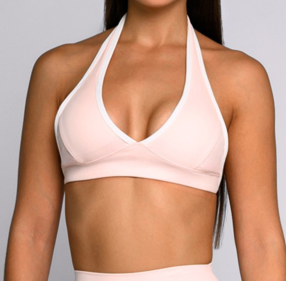 Womens Open Back Workout Sports Bra With Halter Neckline