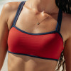 Womens Bandeau Strappy Sports Bra With Color Block V Back Workout Crop Tops